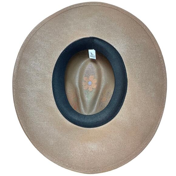 BOHO Hand Painted Artesian Mexican Straw Fedora Hat Floral Birds Artsy SZ Large - Picture 8 of 16